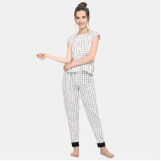 Mesmora Womens Cotton Checks Night Suits